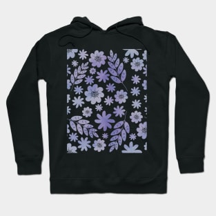 Grey & Lavender Floral Pattern Hoodie